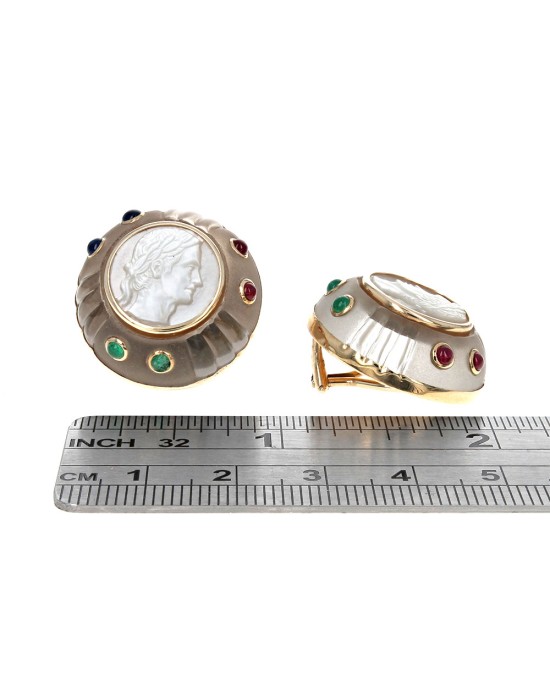 Trianon Intaglio Mother of Pearl Dome Earrings